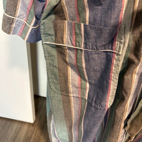 Bill Blass Mens Blue Striped Tie Front Cotton Robe - Picture 3 of 7